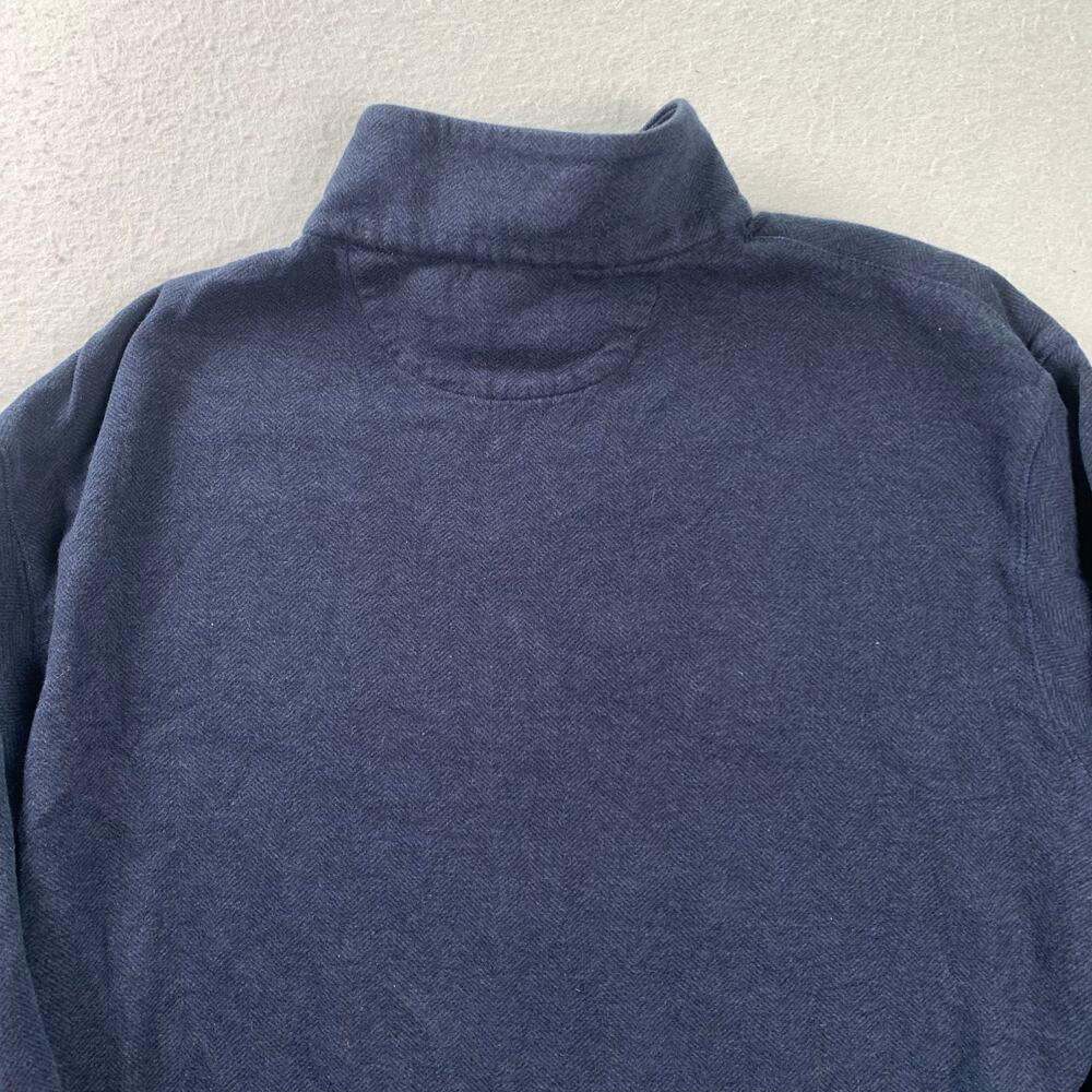 Polo Ralph Lauren Quarter Zip Mens Large Herringbone Navy Blue Pullover Sweater - Picture 7 of 11